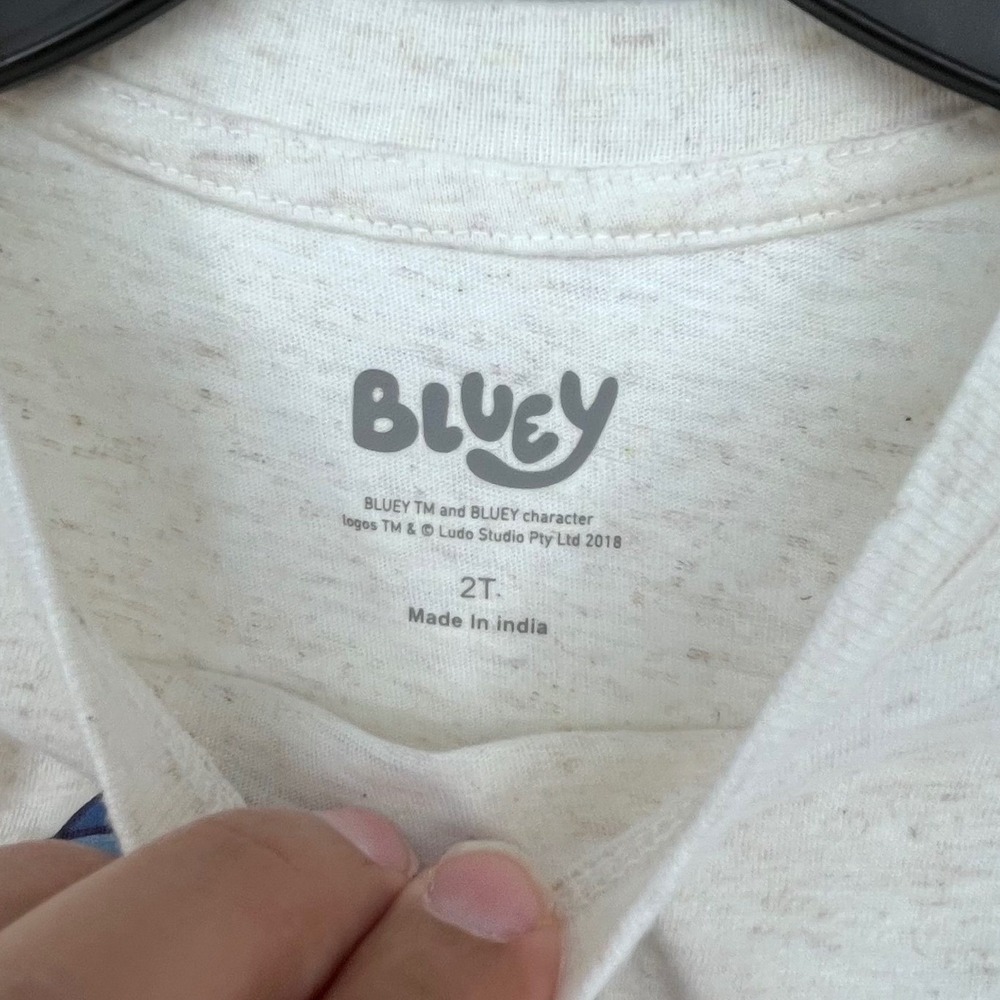 Bluey Graphic T-Shirt Kids 2T Oatmeal Long Sleeve Bingo Winter Beanie Hug - Picture 6 of 10